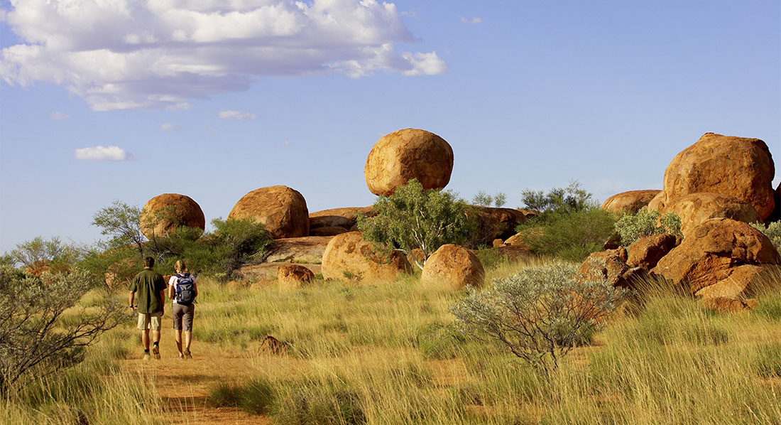 Hiking at Devils Marbles